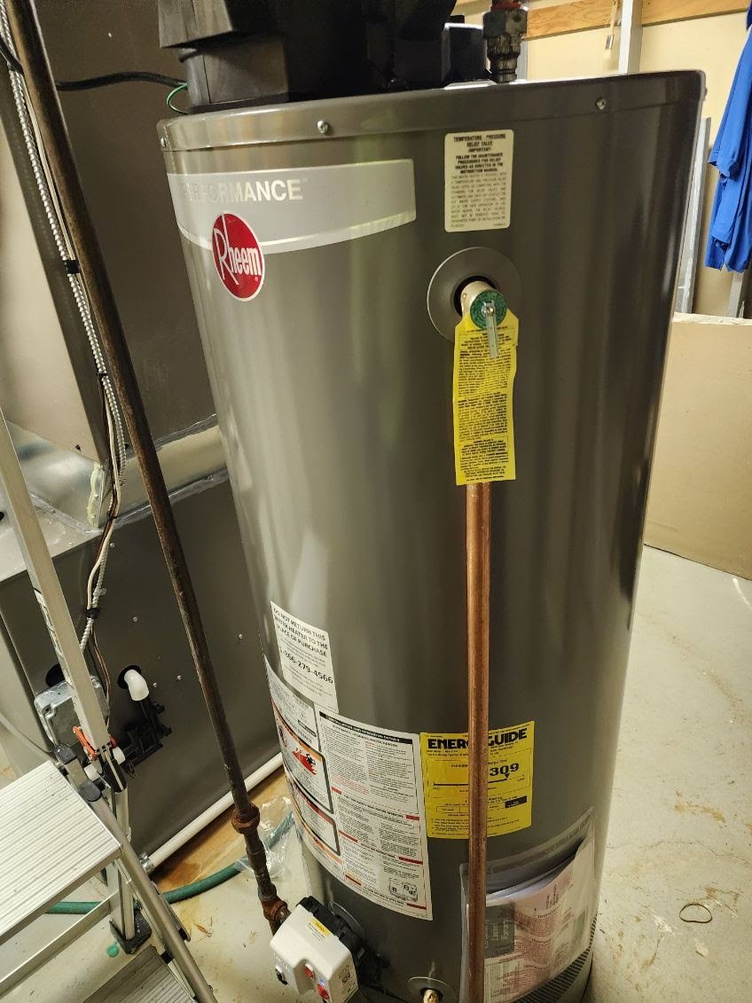 Hot-water tank and connections