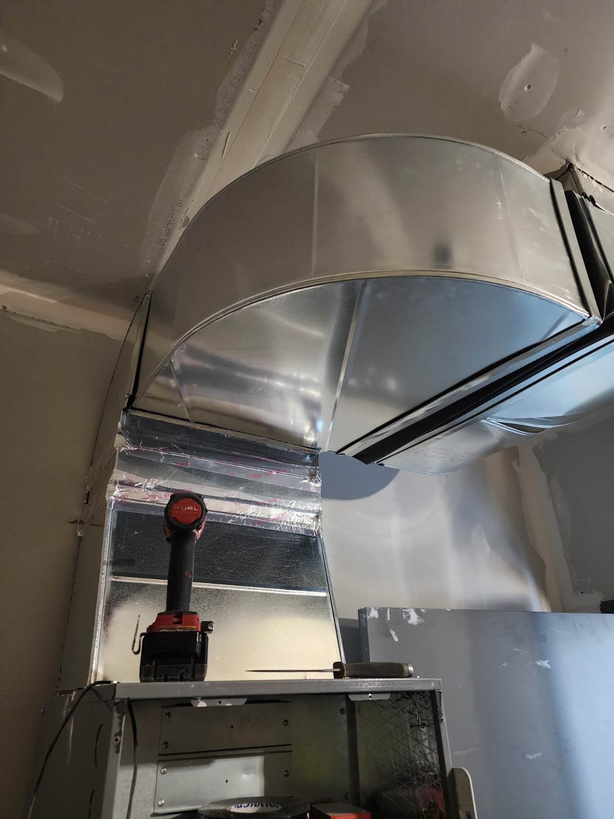 Custom curved metal ductwork